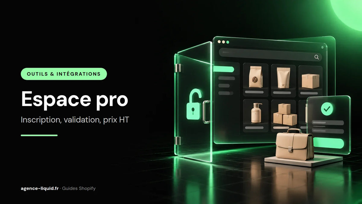 Espace professionnel Shopify déverrouillé avec catalogue réservé aux comptes pros