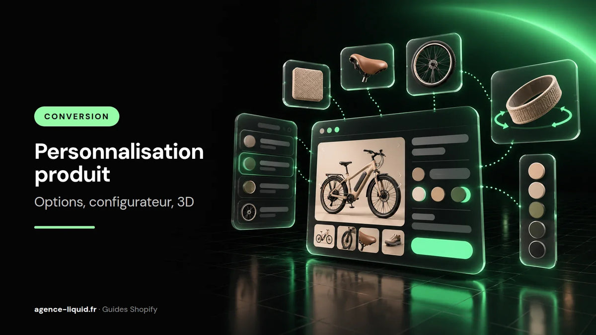 Configurateur produit Shopify : vélo électrique avec options de couleurs et de pièces