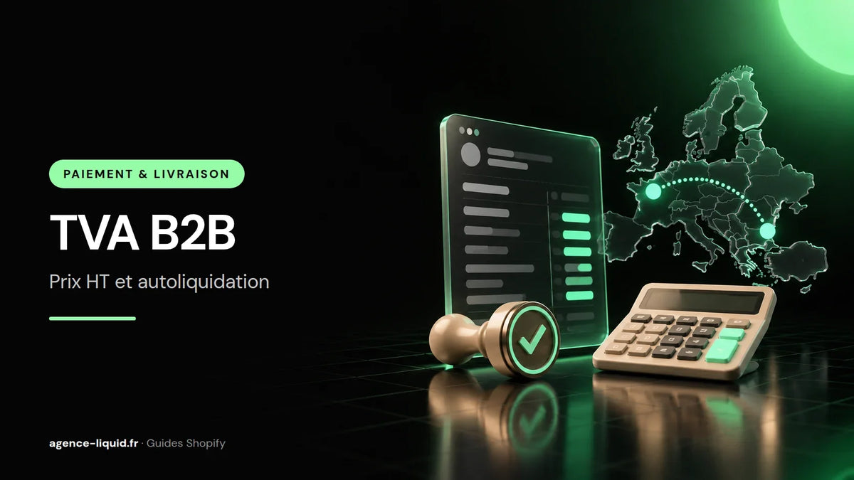 Facture B2B, tampon validé et carte de l'Europe pour la TVA intracommunautaire sur Shopify