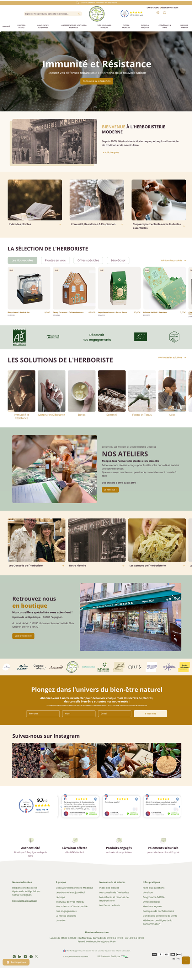 Boutique Shopify Herboristerie Moderne après la refonte par Agence Liquid