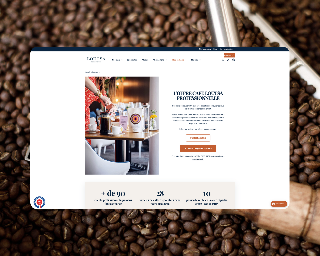 Espace pro du site Shopify de Loutsa sur ordinateur