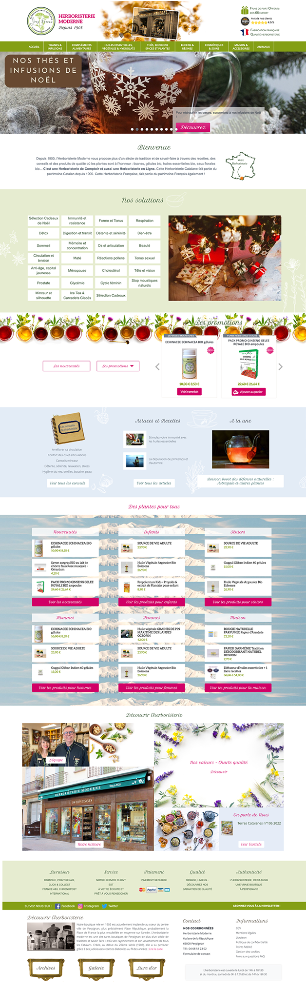 Site Herboristerie Moderne avant la migration vers Shopify